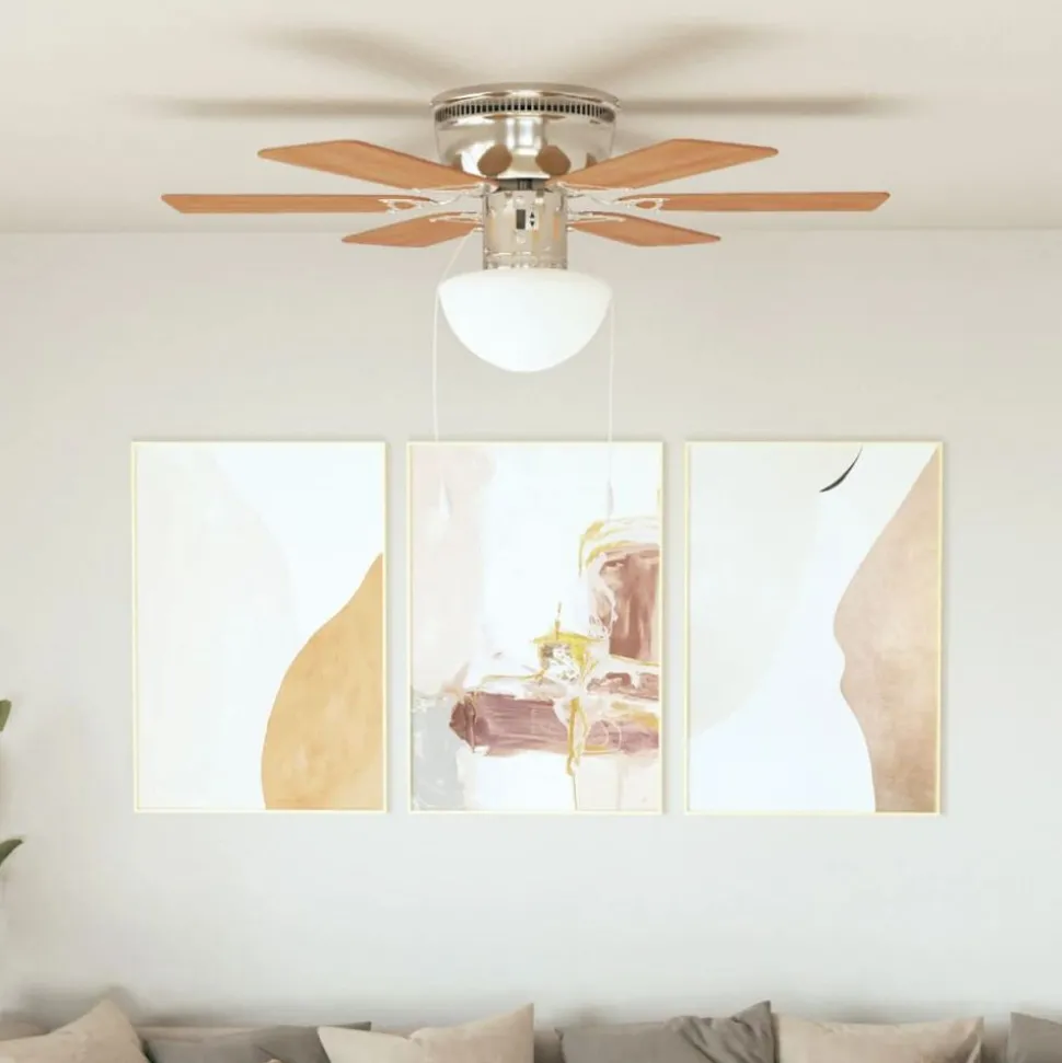 vidaXL Plafondventilator met lamp 82 cm lichtbruin