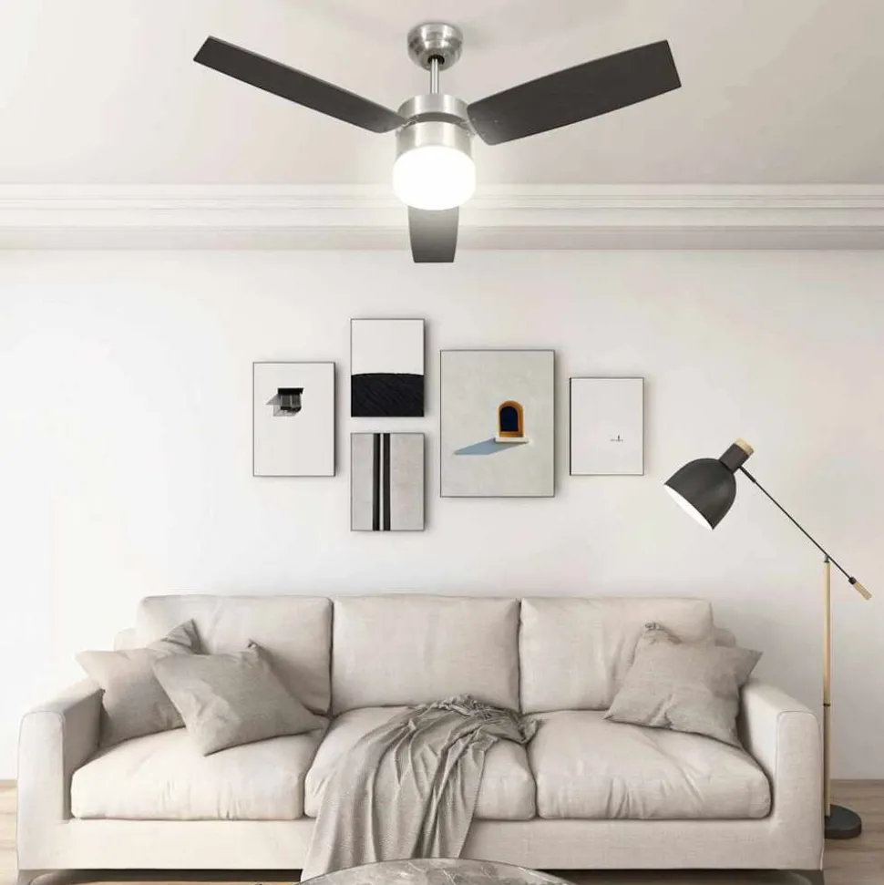 vidaXL Plafondventilator met lamp afstandsbediening 108 cm donkerbruin