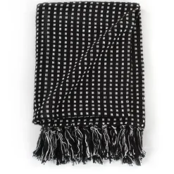 vidaXL Plaid vierkanten 125x150 cm katoen zwart