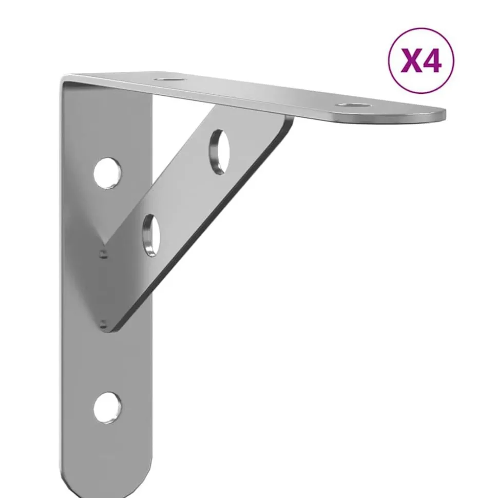 vidaXL Plankdragers 4 st 15x2,5x11,5 cm roestvrijstaal zilverkleurig