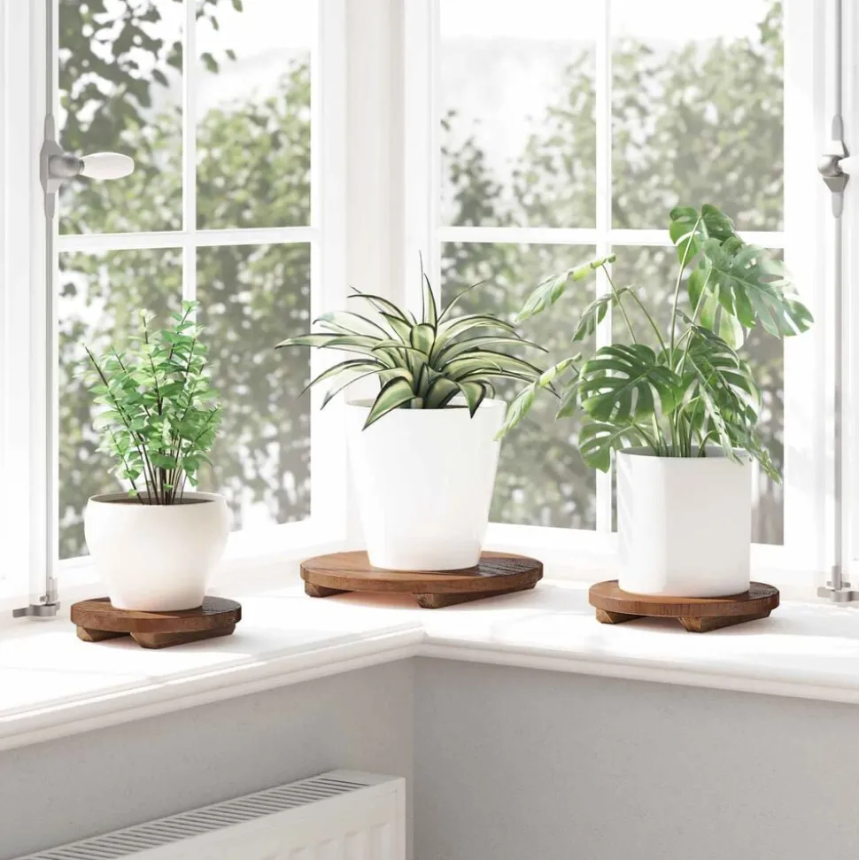 vidaXL Plant Stool 3 pcs Bruin Mahoniehout