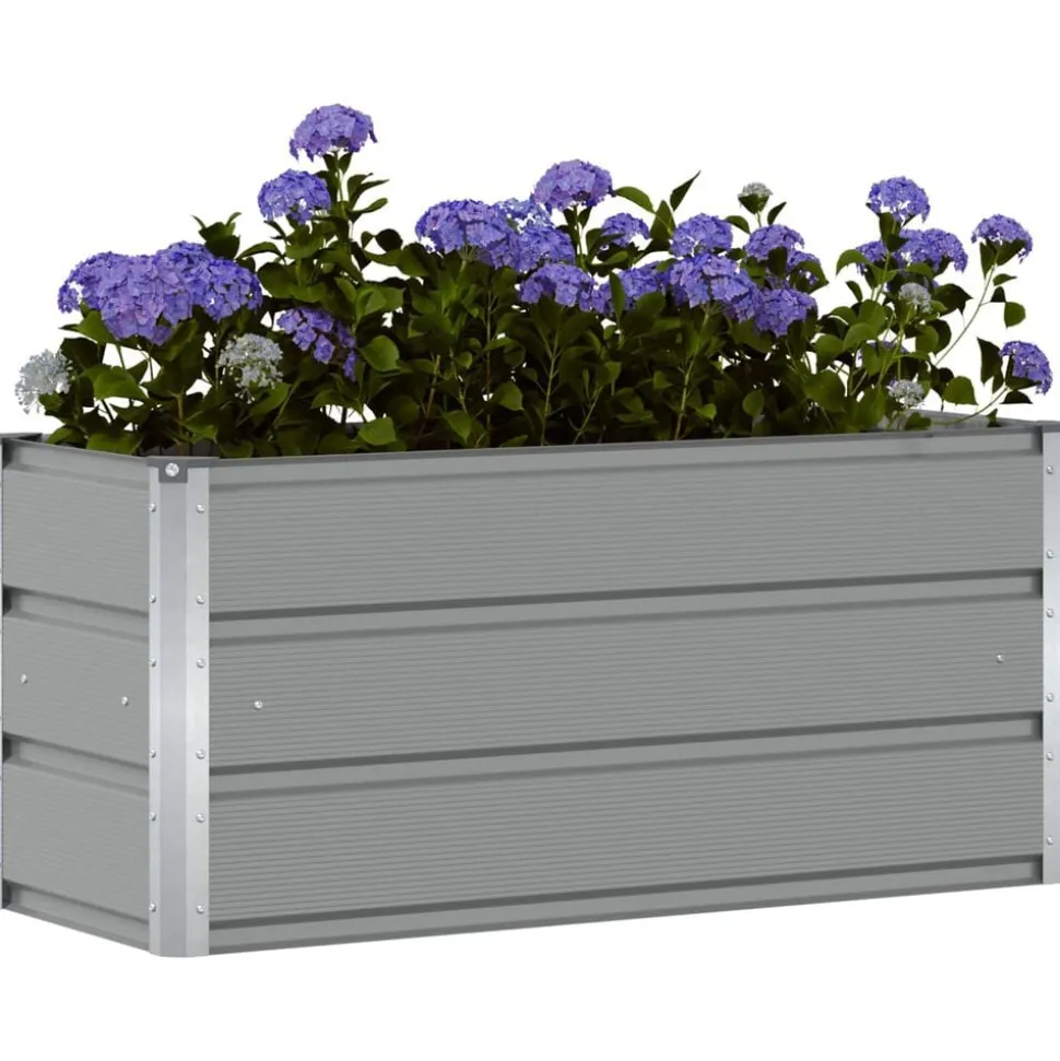 vidaXL Plantenbak Lichtgrijs 100 x 40 x 45 cm Staal