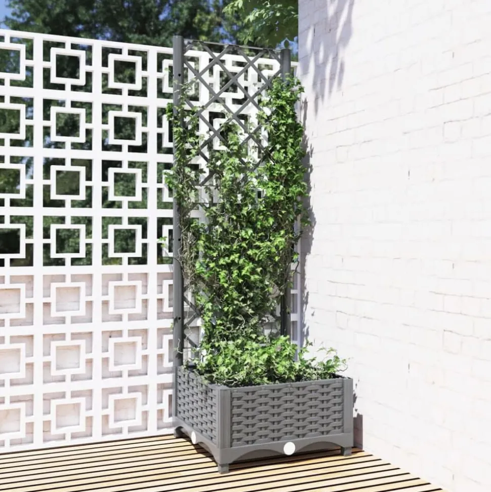 vidaXL Plantenbak met latwerk 40x40x121,5 cm polypropeen