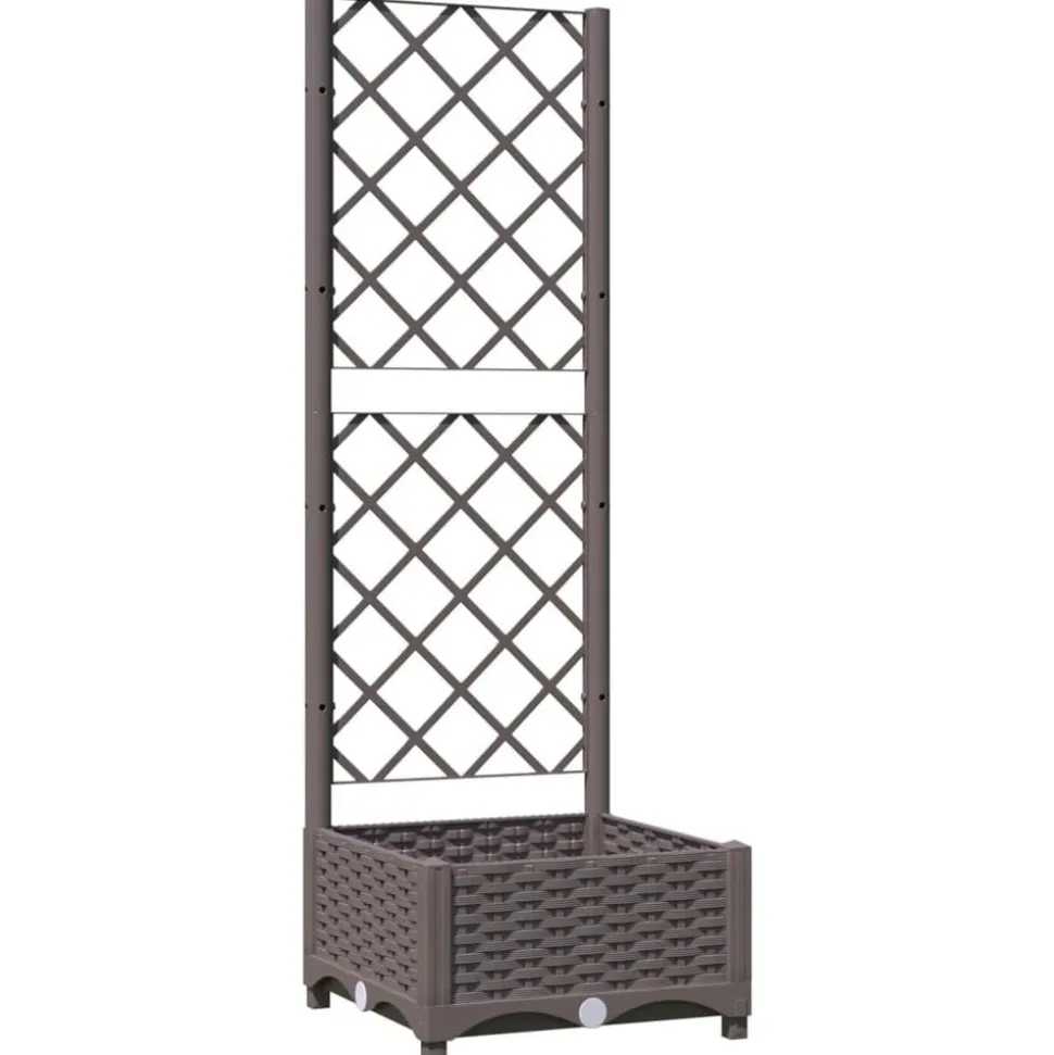 vidaXL Plantenbak met latwerk 40x40x121,5 cm polypropeen bruin