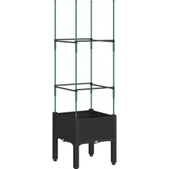 vidaXL Plantenbak met latwerk 40x40x142,5 cm polypropeen zwart