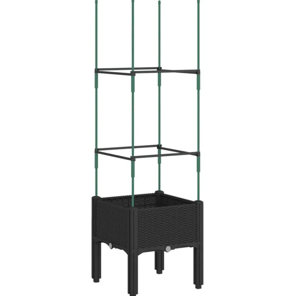 vidaXL Plantenbak met latwerk 40x40x142,5 cm polypropeen zwart