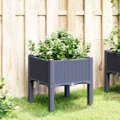 vidaXL Plantenbak met poten 40x40x42 cm polypropeen blauwgrijs