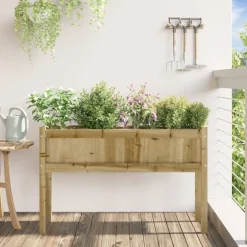 vidaXL Plantenbak met poten 110x31x70 cm geïmpregneerd grenenhout