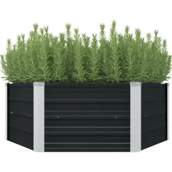 vidaXL Plantenbak verhoogd 129x129x45cm gegalvaniseerd staal antraciet
