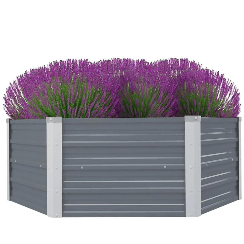 vidaXL Plantenbak verhoogd 129x129x45 cm gegalvaniseerd staal grijs