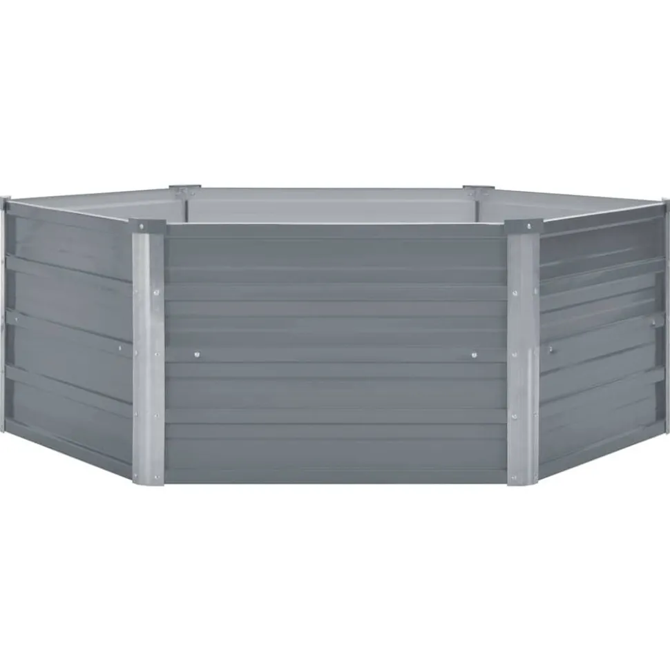 vidaXL Plantenbak verhoogd 129x129x45 cm gegalvaniseerd staal grijs