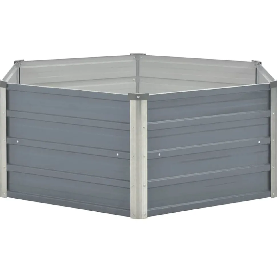 vidaXL Plantenbak verhoogd 129x129x45 cm gegalvaniseerd staal grijs