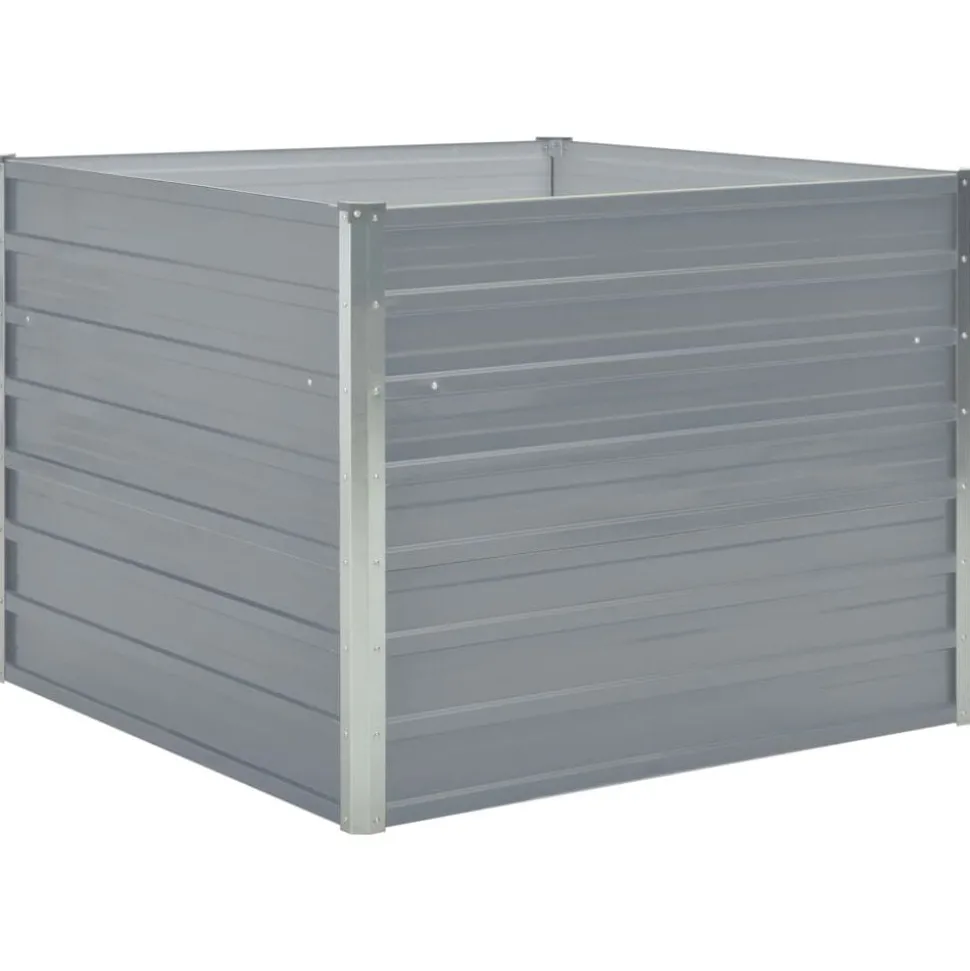 vidaXL Plantenbak verhoogd 100x100x77 cm gegalvaniseerd staal grijs