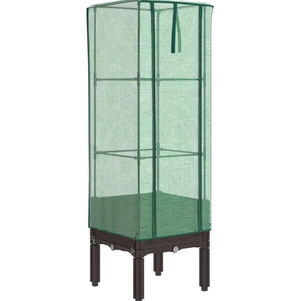 vidaXL Plantenbak verhoogd met kashoes 40x40x140 cm rattanlook