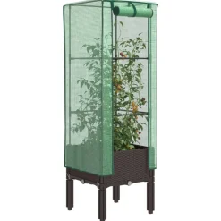 vidaXL Plantenbak verhoogd met kashoes 40x40x140 cm rattanlook