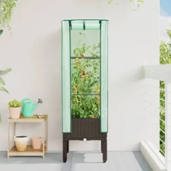 vidaXL Plantenbak verhoogd met kashoes 40x40x140 cm rattanlook