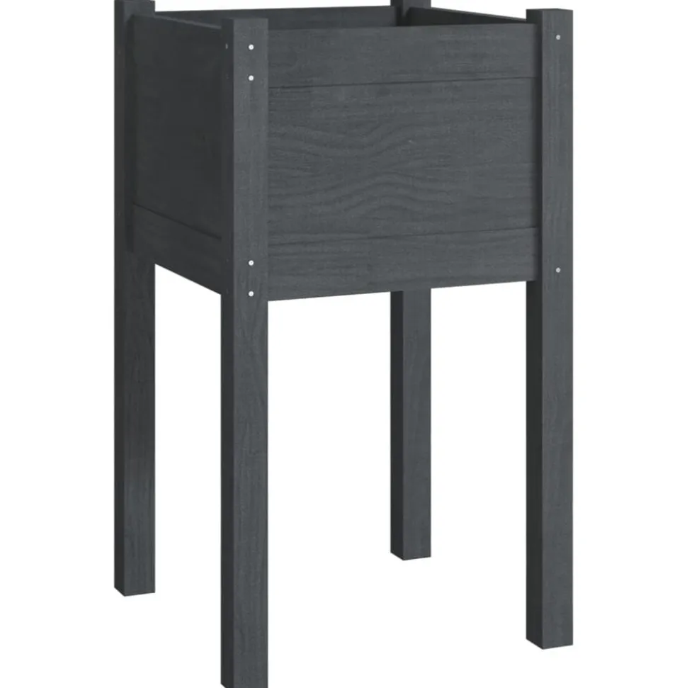vidaXL Plantenbak 40x40x70 cm massief grenenhout grijs