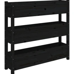 vidaXL Plantenbak 112x25x104,5 cm massief grenenhout zwart