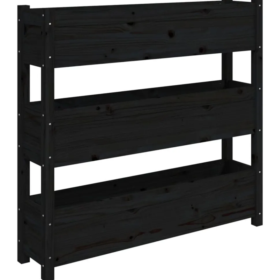 vidaXL Plantenbak 112x25x104,5 cm massief grenenhout zwart