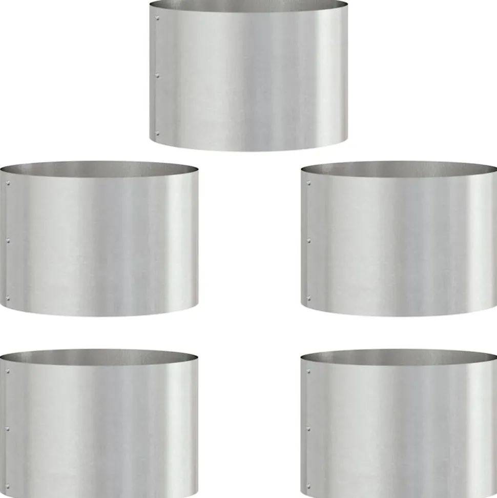 vidaXL Plantenring 5 pcs Zilver 30 x 30 x 20 cm Roestvrij staal