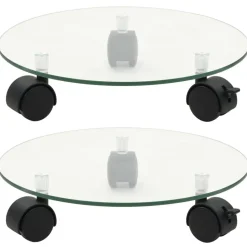 vidaXL Plantenrollers rond 28 cm gehard glas 2 st