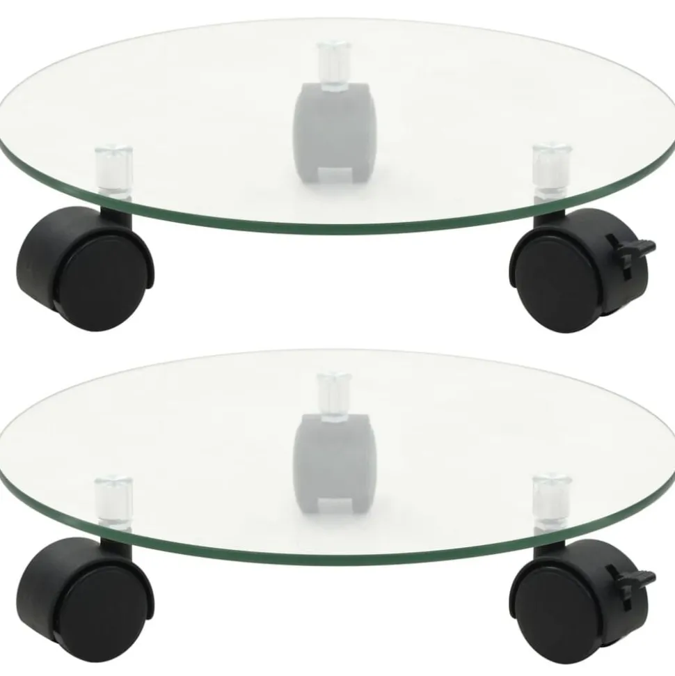 vidaXL Plantenrollers rond 28 cm gehard glas 2 st