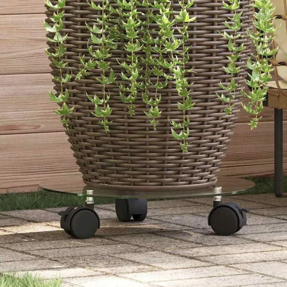 vidaXL Plantenrollers rond 28 cm gehard glas 2 st
