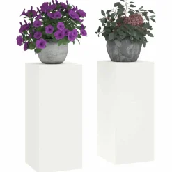 vidaXL Plantenstandaard 2 pcs Wit 24 x 24 x 55 cm Staal