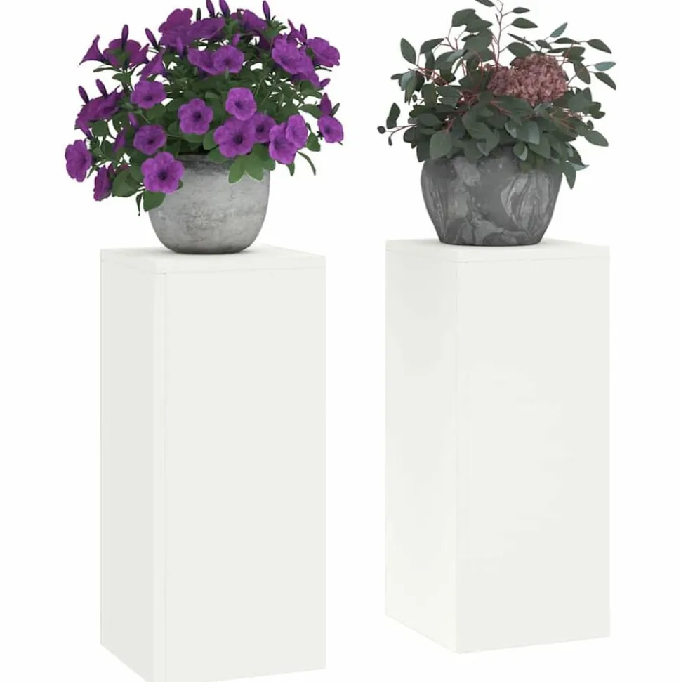 vidaXL Plantenstandaard 2 pcs Wit 24 x 24 x 55 cm Staal