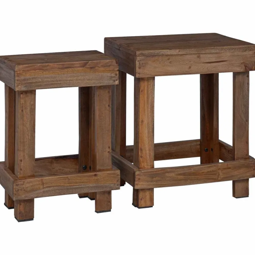 vidaXL Plantenstandaard 2 pcs Bruin 70 x 11 x 27 cm Mahoniehout