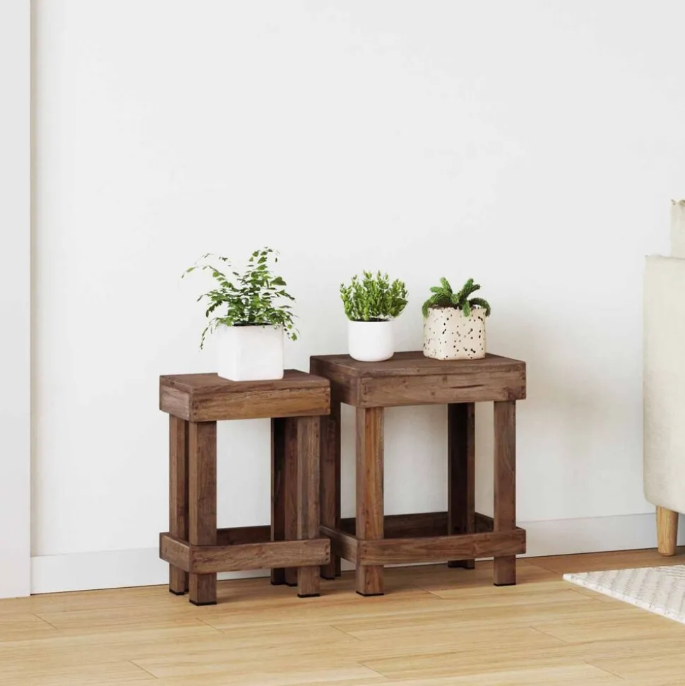 vidaXL Plantenstandaard 2 pcs Bruin 70 x 11 x 27 cm Mahoniehout