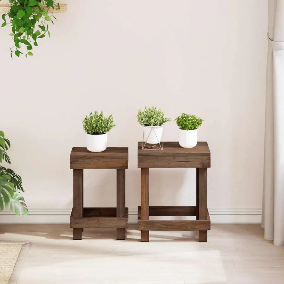 vidaXL Plantenstandaard 2 pcs Bruin 70 x 11 x 27 cm Mahoniehout