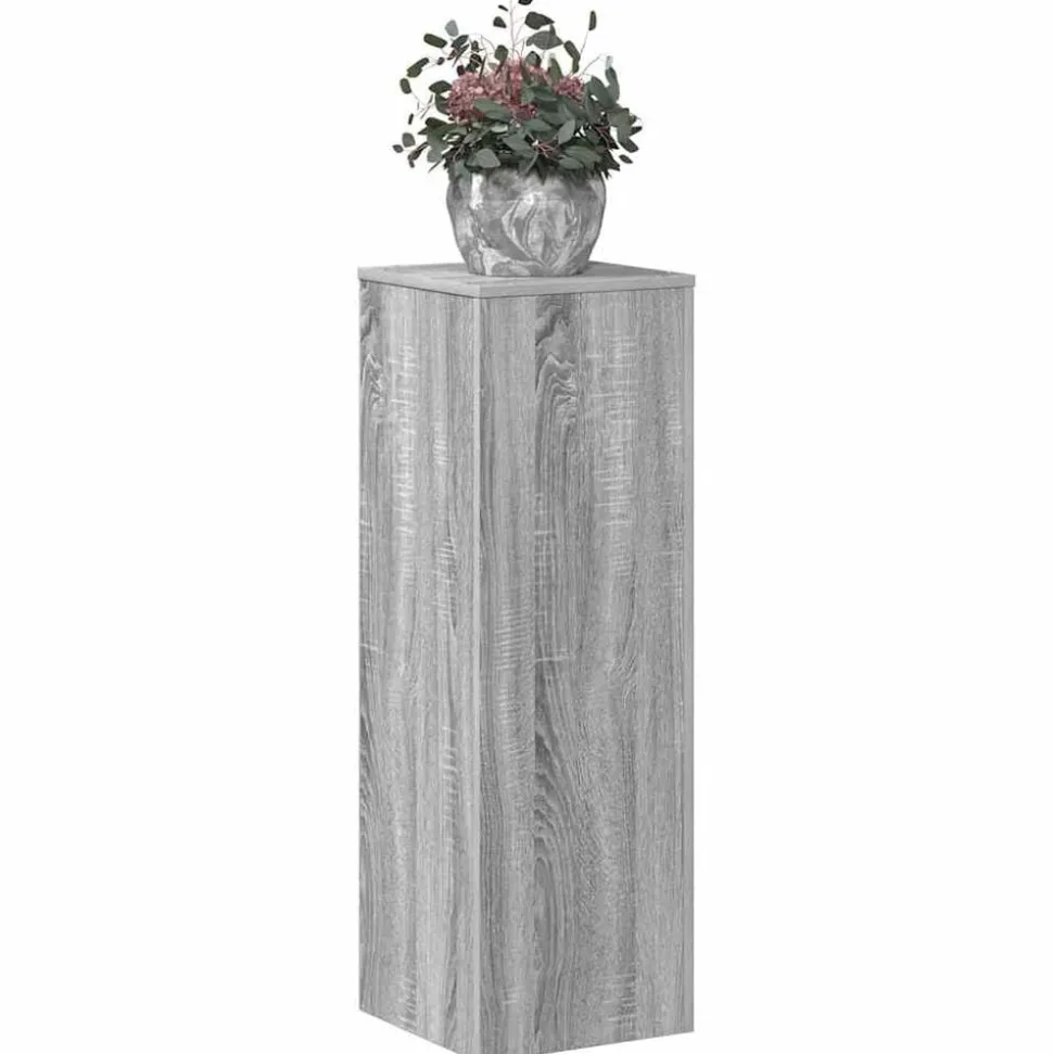 vidaXL Plantenstandaard 33x33x100 cm bewerkt hout grijs sonoma eiken