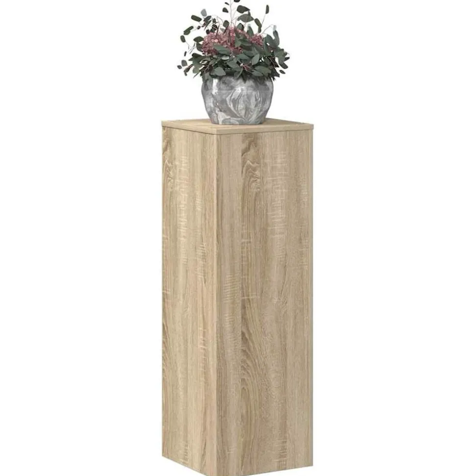 vidaXL Plantenstandaard 33x33x100 cm bewerkt hout sonoma eikenkleurig
