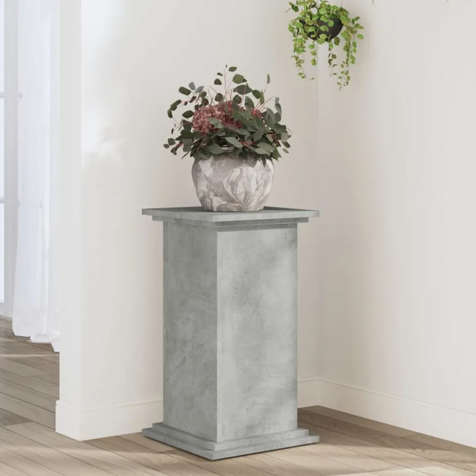 vidaXL Plantenstandaard 33x33x60 cm bewerkt hout betongrijs