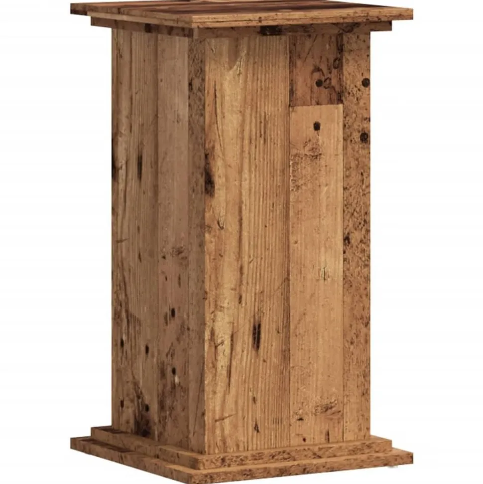 vidaXL Plantenstandaard 33x33x60 cm bewerkt hout oud houtkleurig