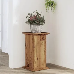 vidaXL Plantenstandaard 33x33x60 cm bewerkt hout oud houtkleurig
