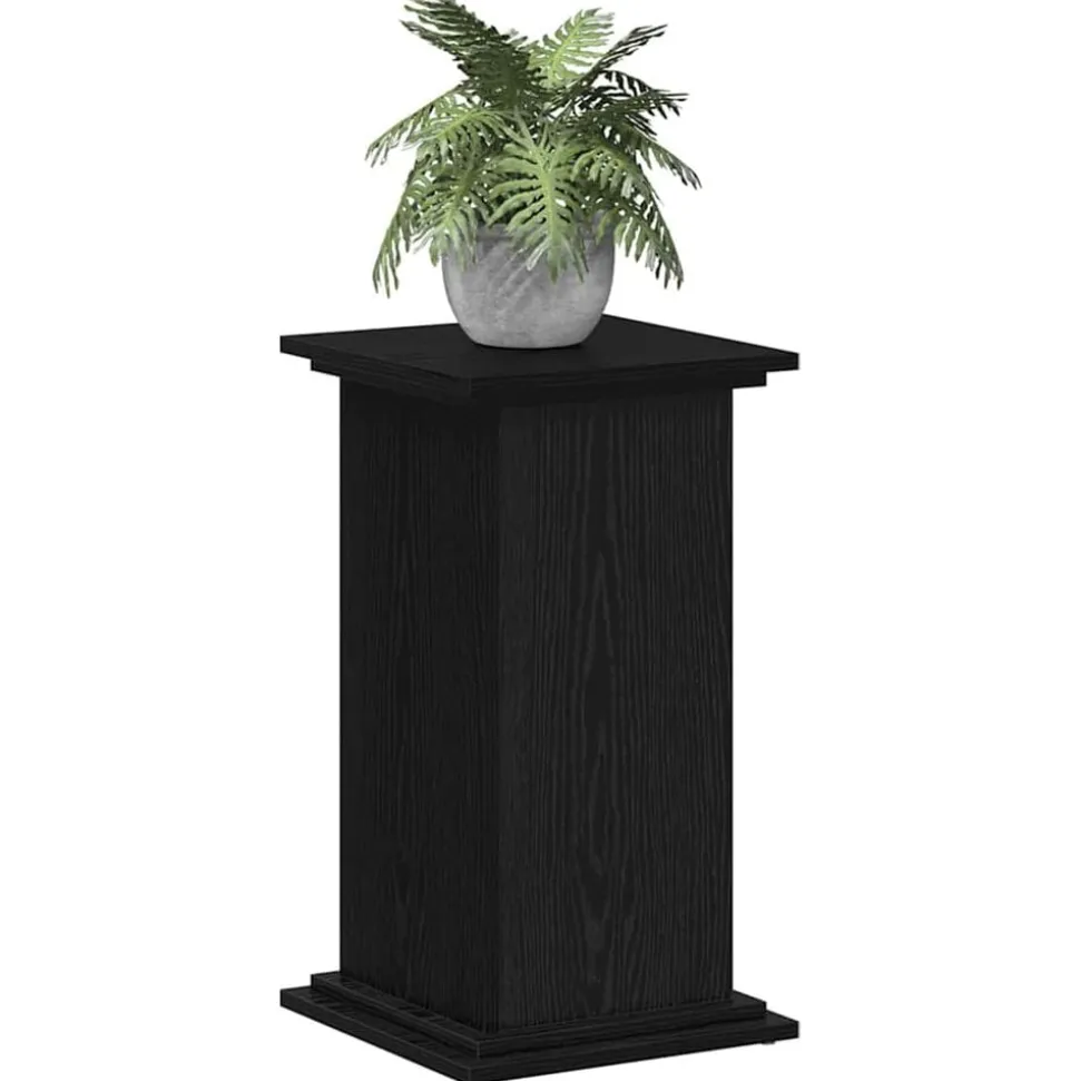vidaXL Plantenstandaard Zwart Eiken 33 x 33 x 60 cm Bewerkt hout