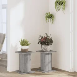 vidaXL Plantenstandaards 2 st 30x30x40 cm bewerkt hout grijs sonoma