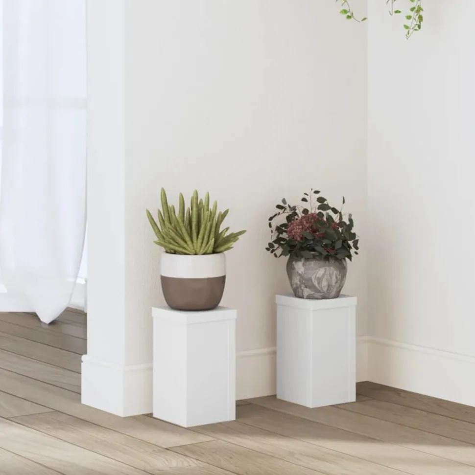 vidaXL Plantenstandaards 2 st 10x10x18 cm bewerkt hout wit