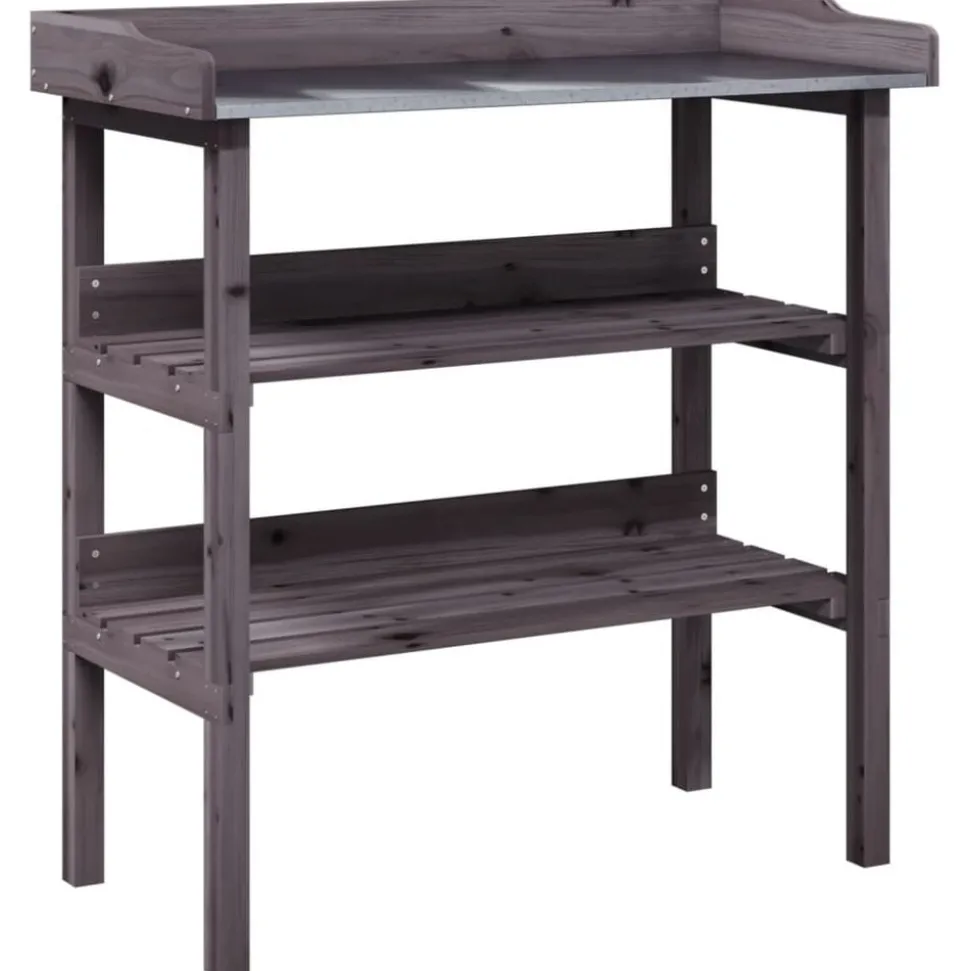 vidaXL Plantentafel met schappen 78x38x82,5 cm vurenhout grijs
