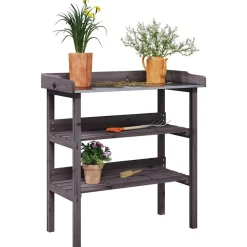vidaXL Plantentafel met schappen 78x38x82,5 cm vurenhout grijs