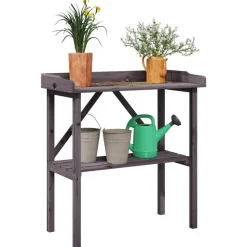 vidaXL Plantentafel met schap 78x38x82,5 cm vurenhout grijs