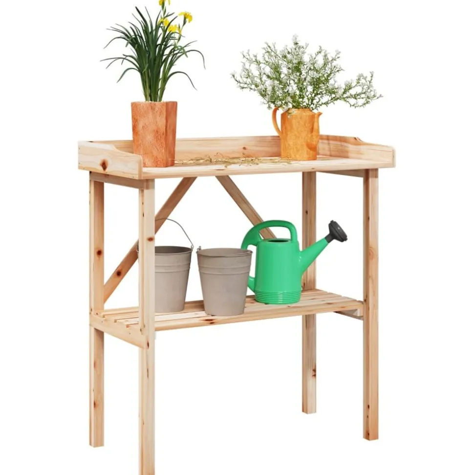 vidaXL Plantentafel met schap 78x38x82,5 cm massief vurenhout