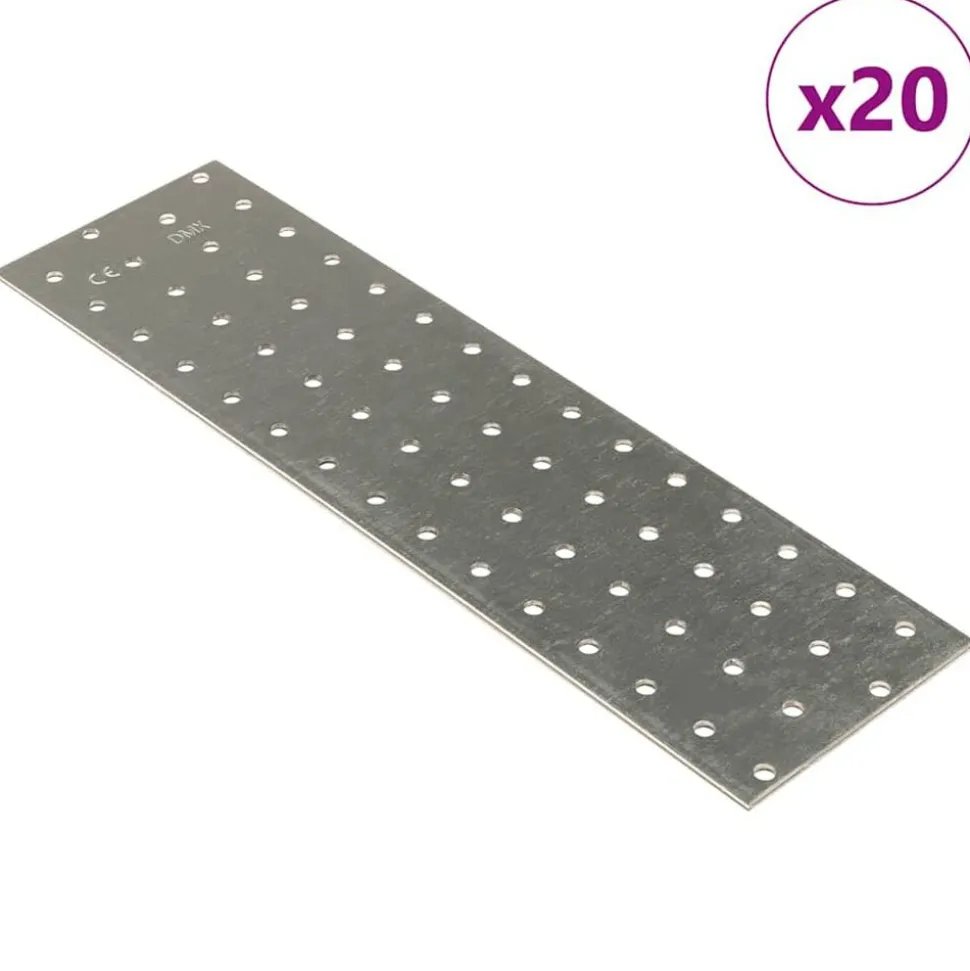 vidaXL Platen geperforeerd 20 st 2 mm 300x80 mm gegalvaniseerd staal