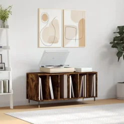 vidaXL Platenkast 100x38x48 cm bewerkt hout gerookt eikenkleurig