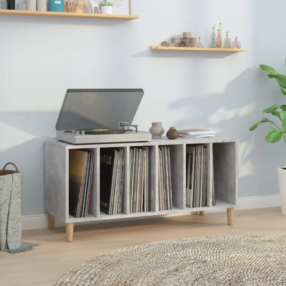 vidaXL Platenkast 100x38x48 cm bewerkt hout betongrijs