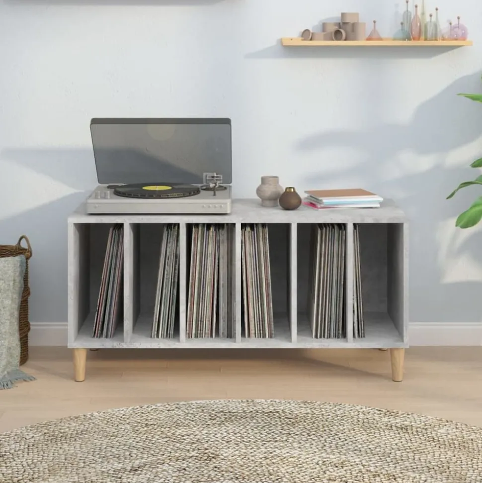 vidaXL Platenkast 100x38x48 cm bewerkt hout betongrijs