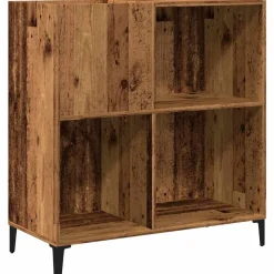 vidaXL Platenkast 84,5x38x89 cm bewerkt hout oud houtkleurig