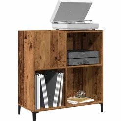 vidaXL Platenkast 84,5x38x89 cm bewerkt hout oud houtkleurig